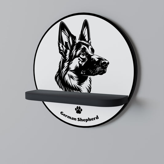 GERMAN SHEPARD Rund konsthylla i svart finish