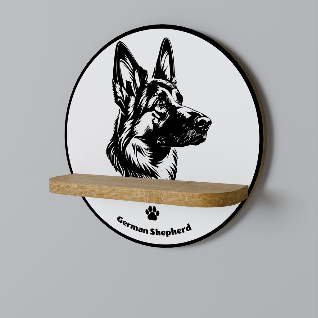 GERMAN Shepard Rund Konsthylla I Ekeffekt