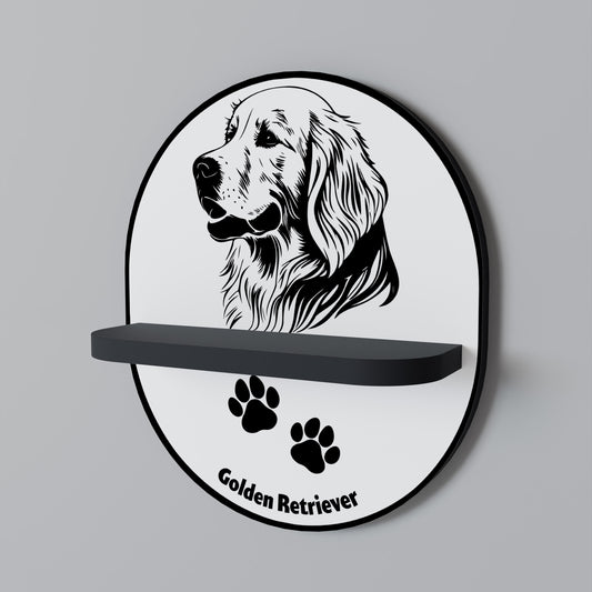 GOLDEN RETRIEVER Oval konsthylla i svart finish
