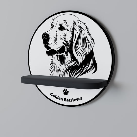 GOLDEN RETRIEVER Rund konsthylla i svart finish