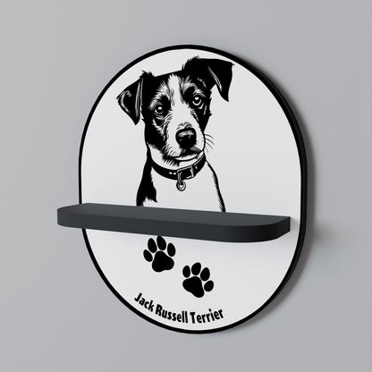 JACK RUSSEL TERRIER Oval konsthylla i svart finish
