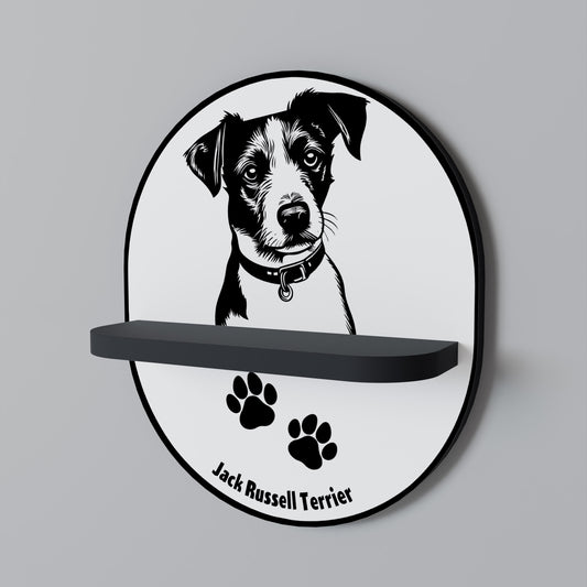 JACK RUSSEL TERRIER Oval konsthylla i svart finish