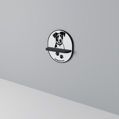 JACK RUSSEL TERRIER Oval konsthylla i svart finish