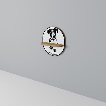 JACK RUSSEL TERRIER Oval konsthylla i ekeffekt