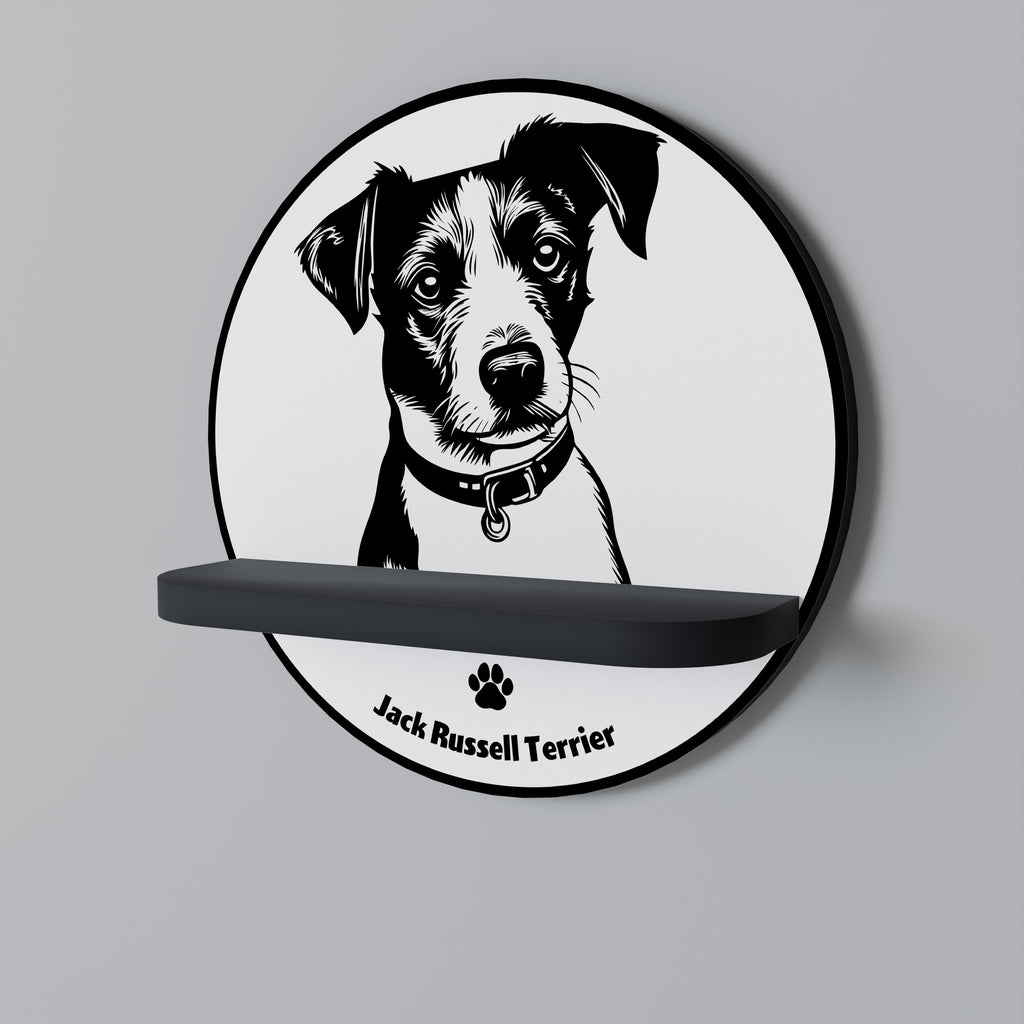 JACK RUSSEL TERRIER Rund konsthylla i svart finish