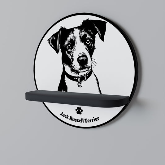 JACK RUSSEL TERRIER Rund konsthylla i svart finish