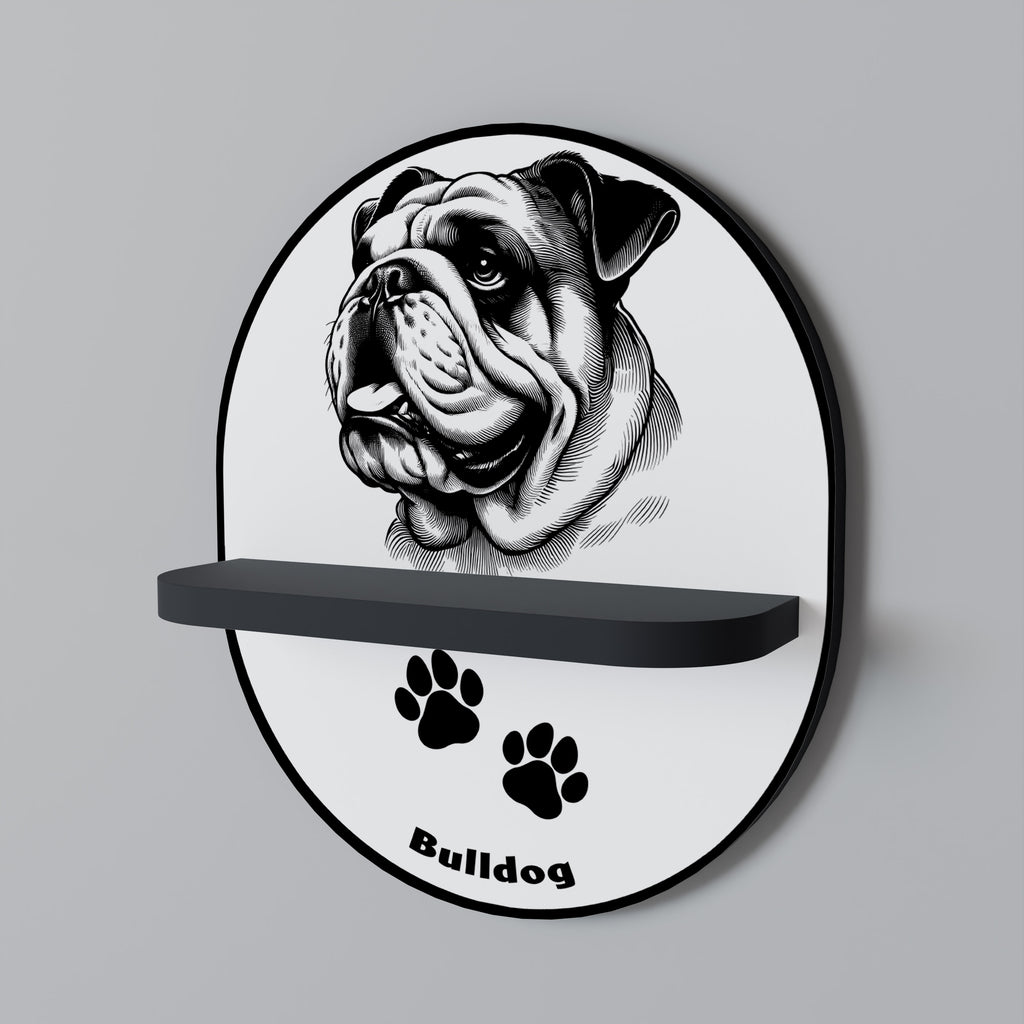 BULLDOG DOG Oval konsthylla i svart finish