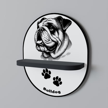 BULLDOG DOG Oval konsthylla i svart finish