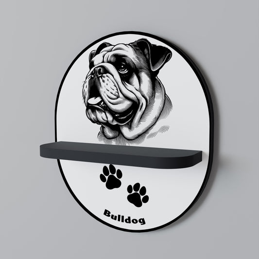 BULLDOG DOG Oval konsthylla i svart finish