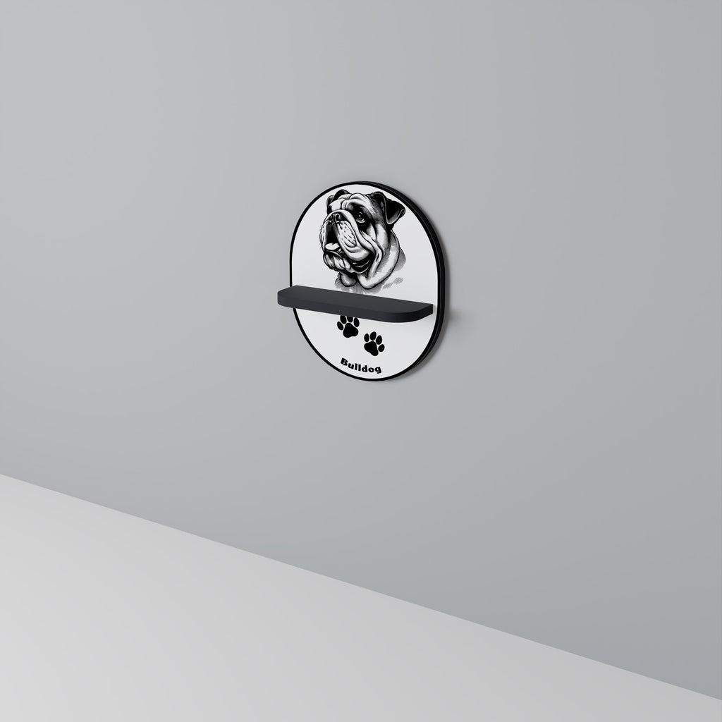 BULLDOG DOG Oval konsthylla i svart finish