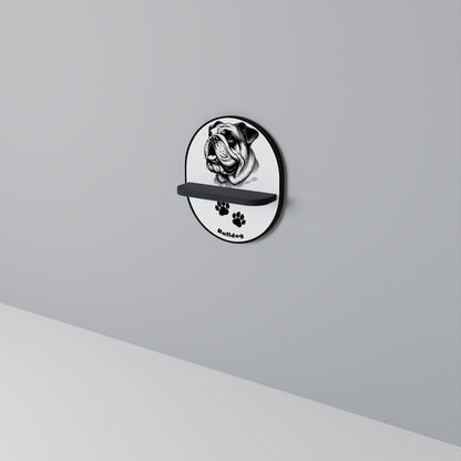 BULLDOG DOG Oval konsthylla i svart finish