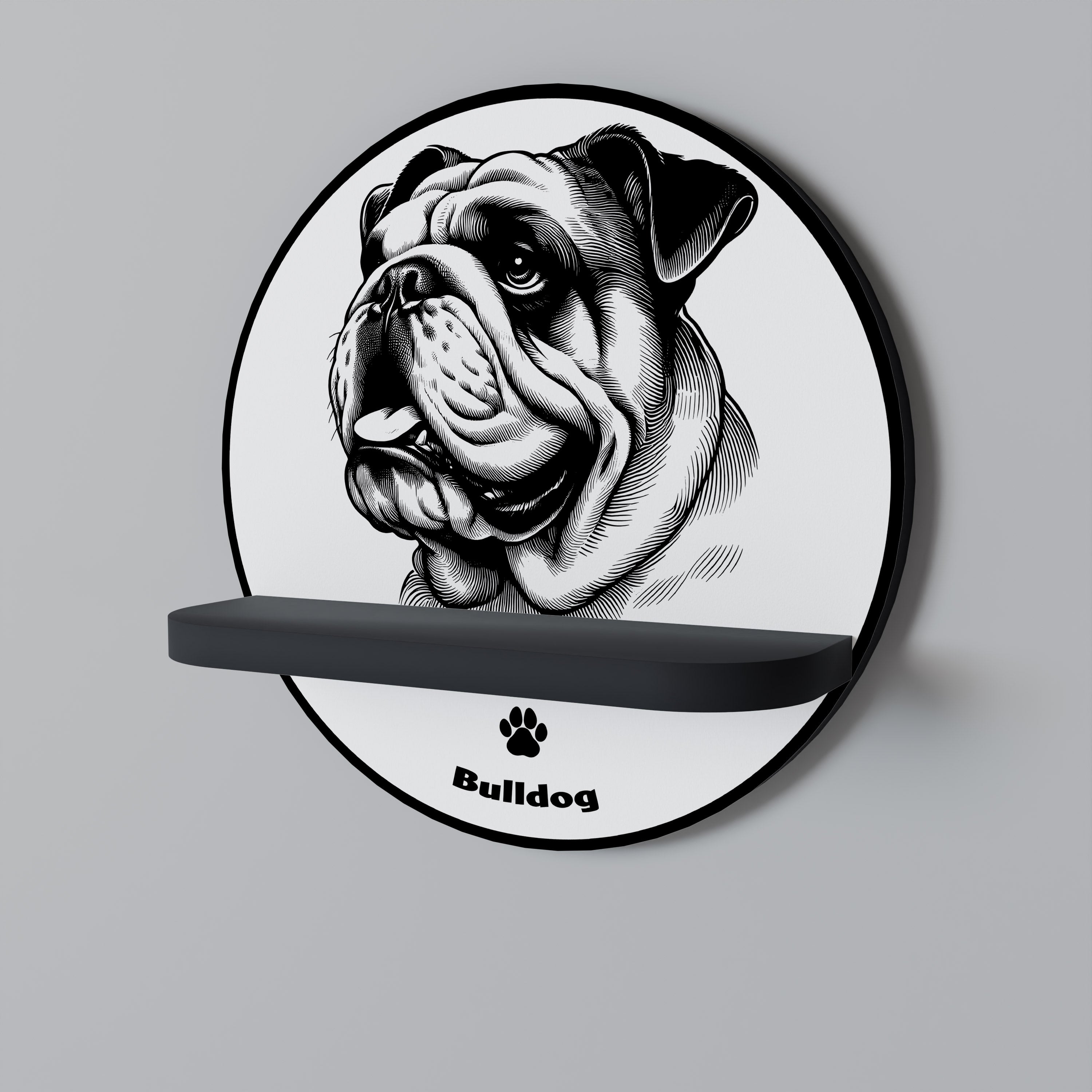 BULLDOG DOG Rund konsthylla i svart finish