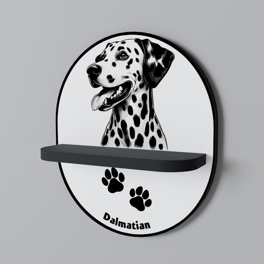 DALMATISK HUND Oval konsthylla i svart finish