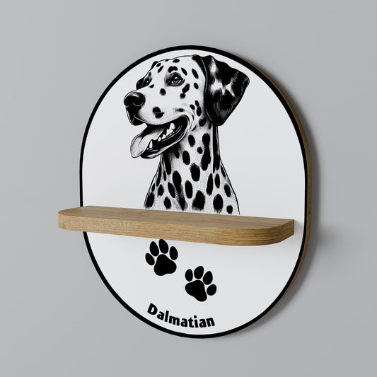 DALMATISK HUND Oval konsthylla i ekeffekt