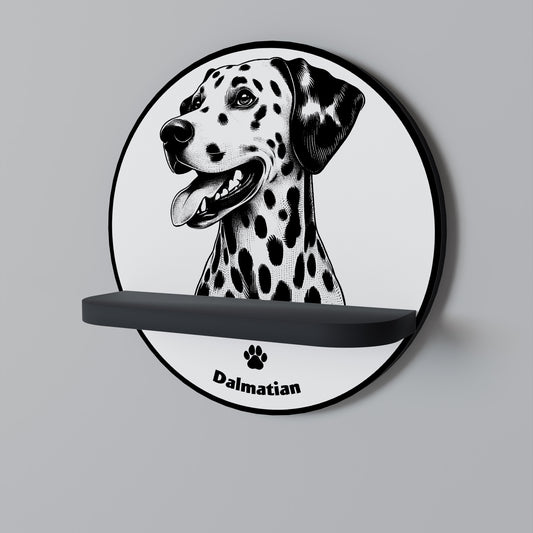 DALMATISK HUND Rund konsthylla i svart finish
