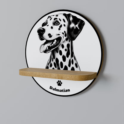 DALMATIAN DOG Round Art Shelf In Oak Effect