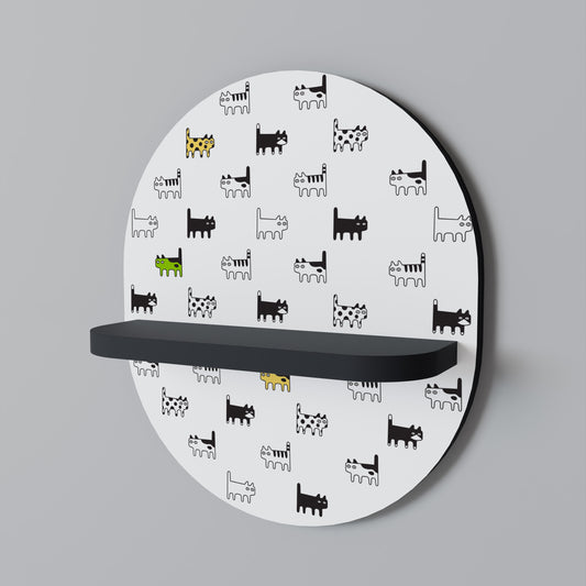 CATS COMPILATION Oval konsthylla i svart finish