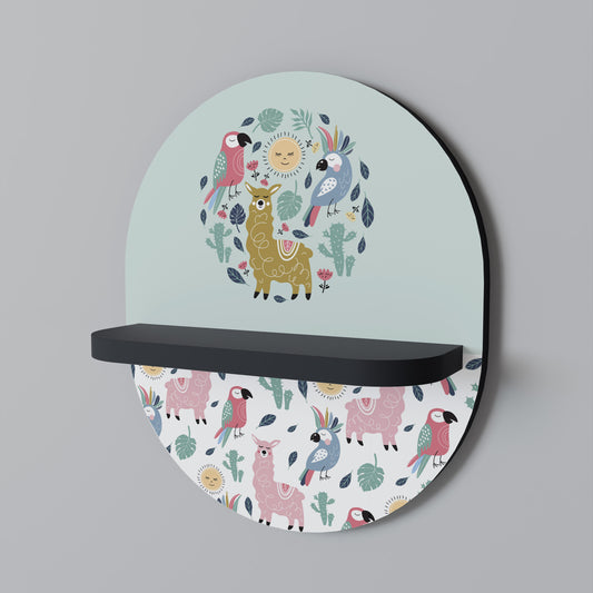 FÄRGERIGA ALPACAS Oval konsthylla i svart finish