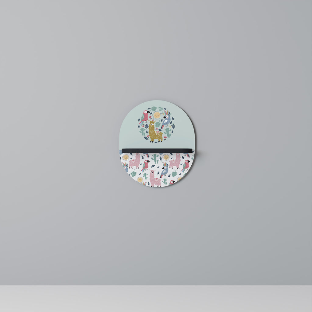 FÄRGERIGA ALPACAS Oval konsthylla i svart finish