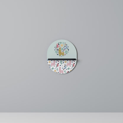 COLORFUL ALPACAS Oval Art Shelf In Black Finish