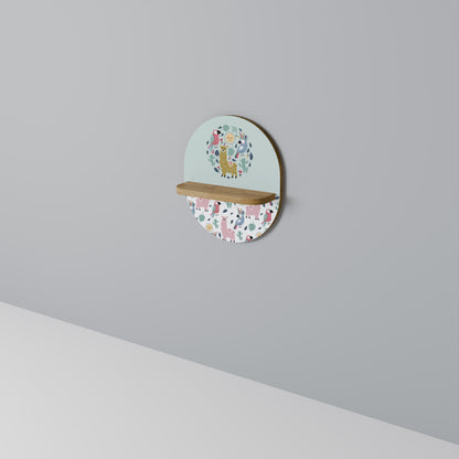 FÄRGERIGA ALPACAS Oval konsthylla i ekeffekt
