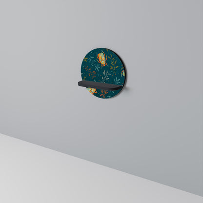 AUTUMN INSECTS Round Art Shelf In Black Finish