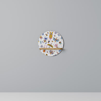 COLORFUL INSECTS Round Art Shelf In Oak Effect