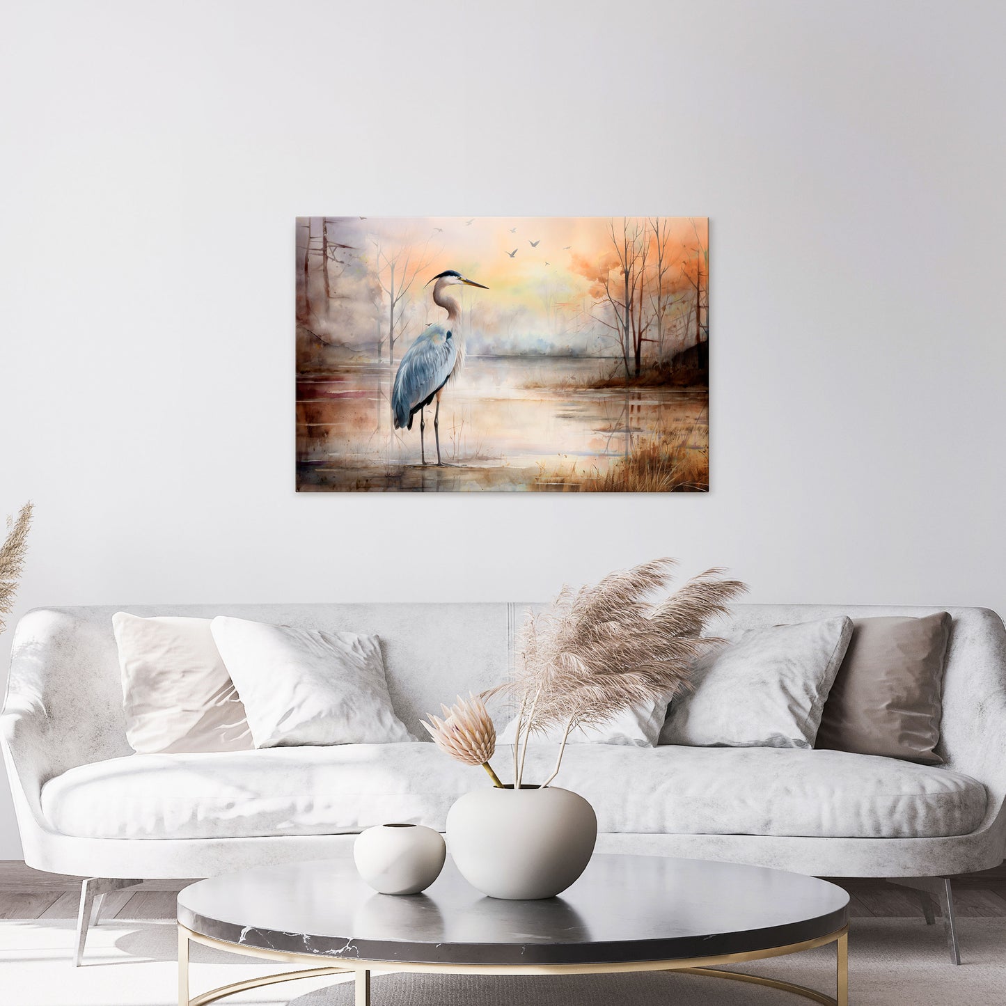 HERON DAYDREAM Horizontal Canvas Print