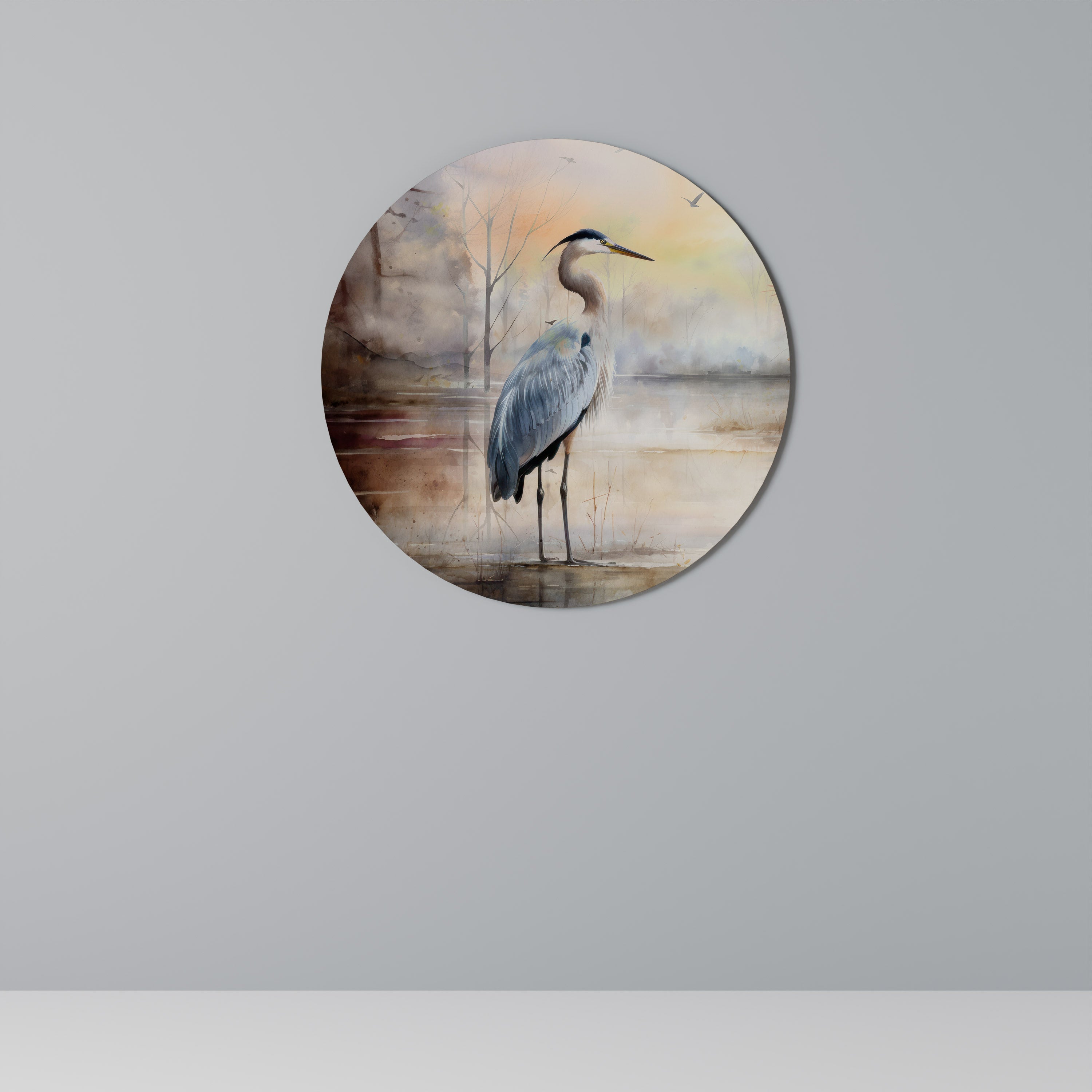 HERON DAYDREAM Round Wall Art