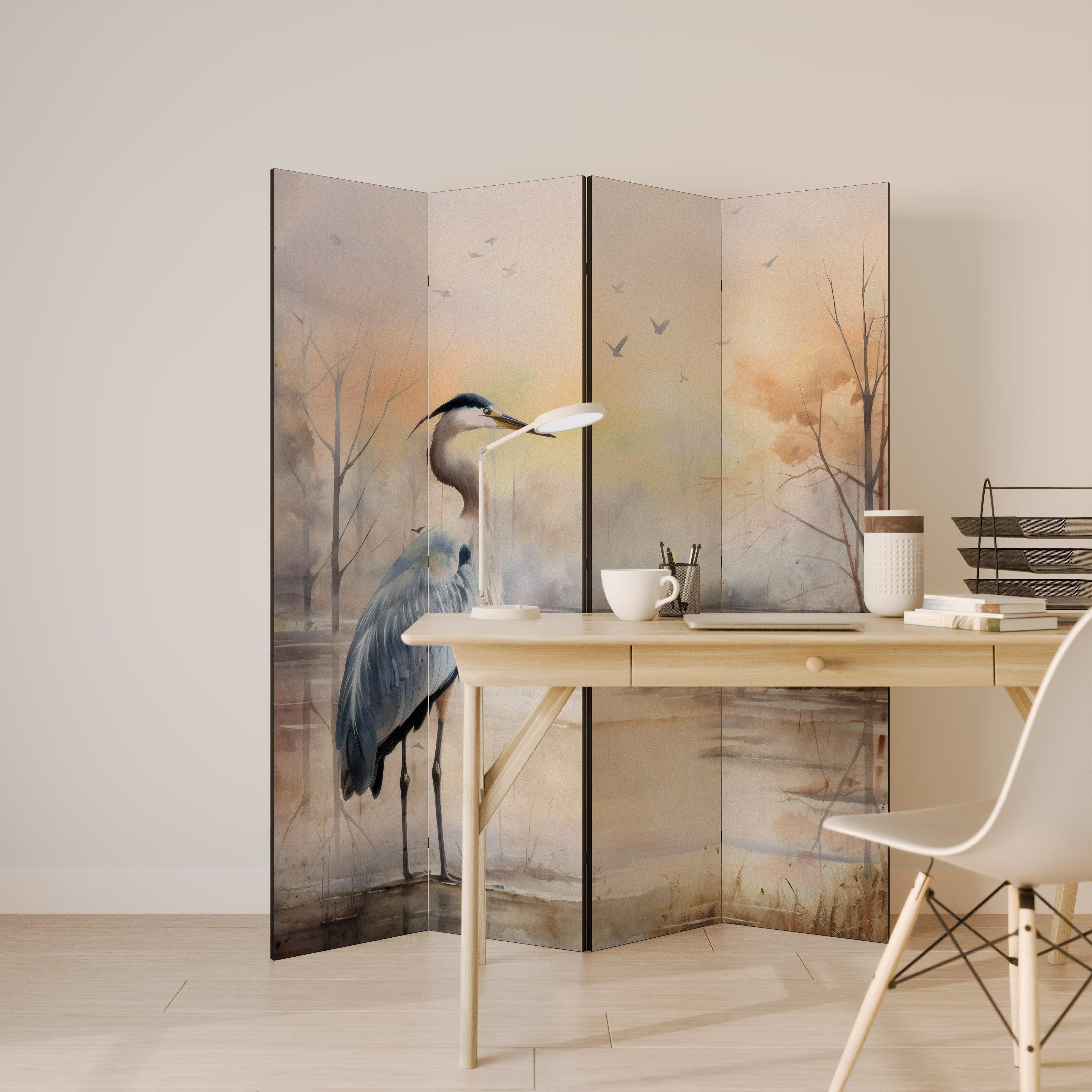 HERON DAYDREAM Dekorativ rumsavdelare med 4 paneler