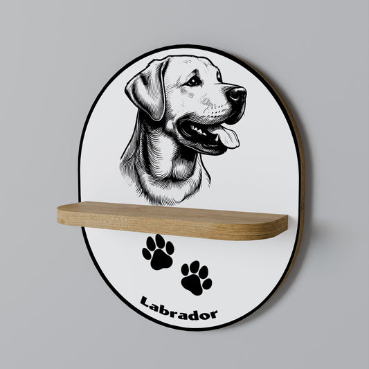 LABRADOR HUND Oval konsthylla i ekeffekt