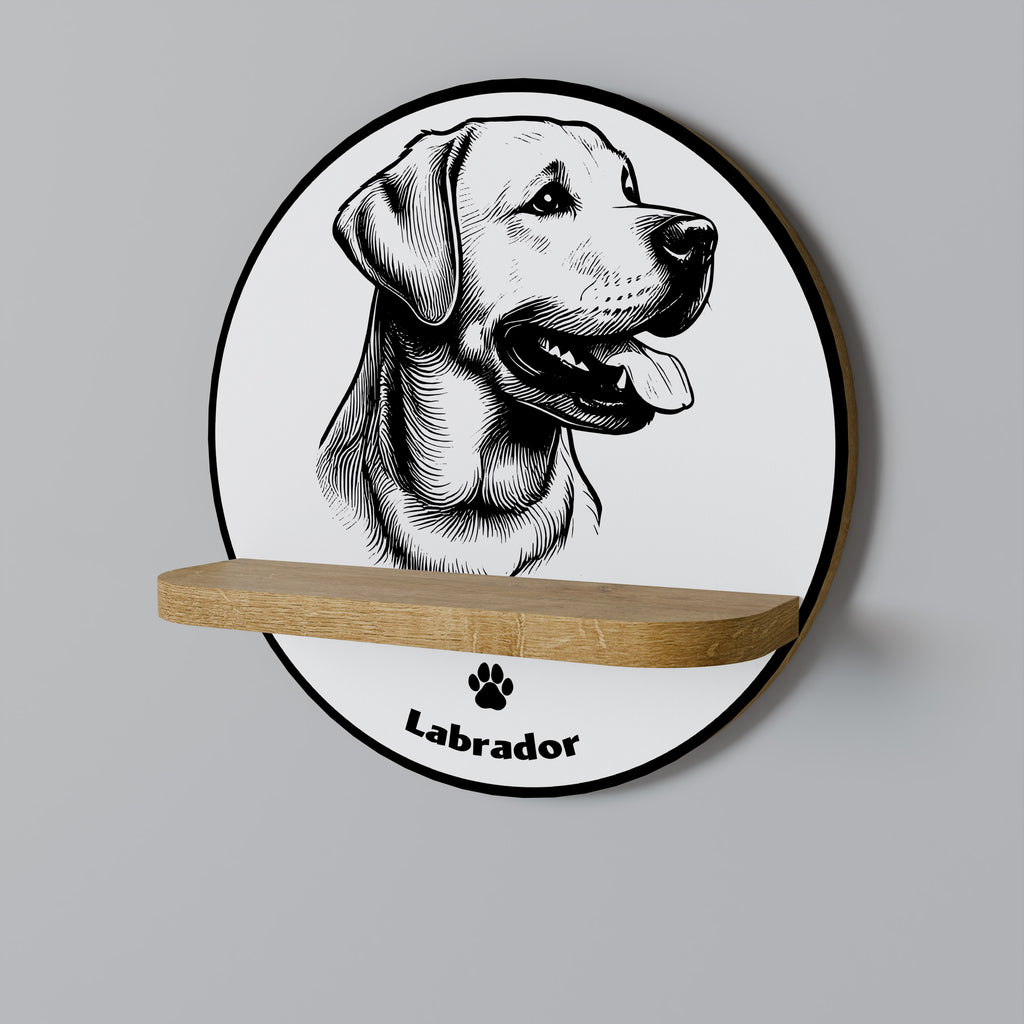 LABRADOR HUND Rund Konsthylla I Ekeffekt