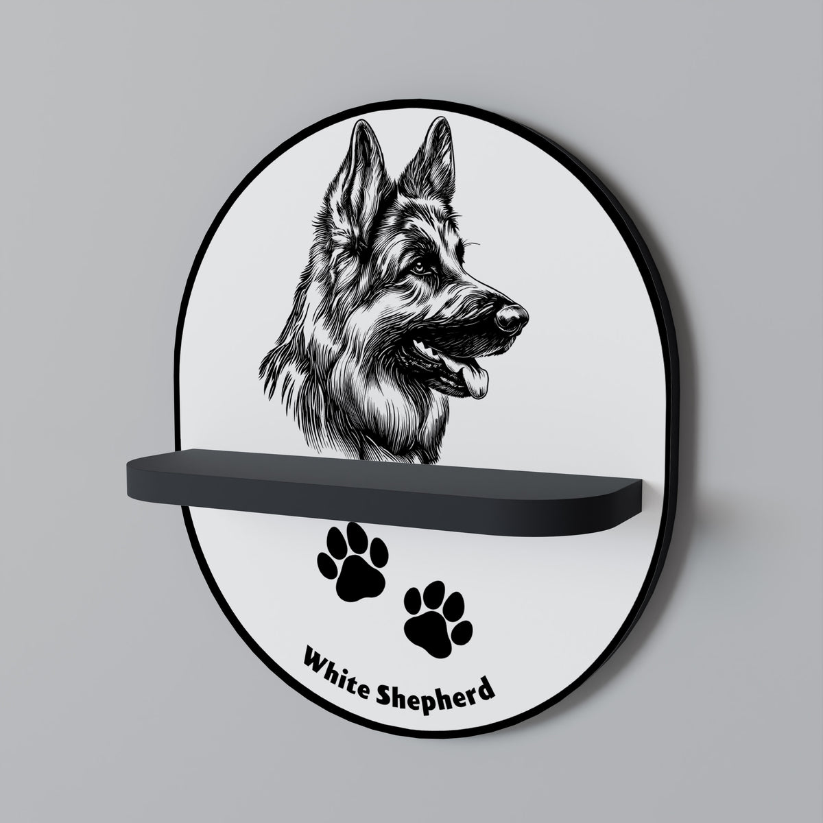 WHITE SHEPHERD DOG Dekorationshylla