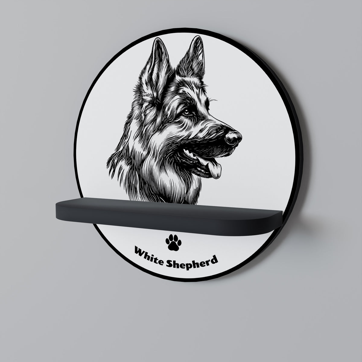 WHITE SHEPHERD DOG Dekorationshylla