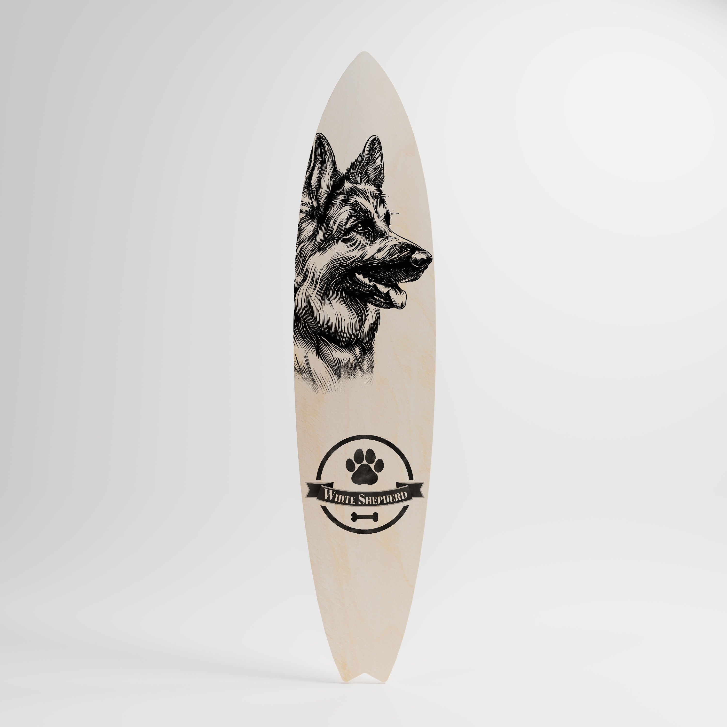 WHITE SHEPHERD DOG Dekorativ Surfbräda