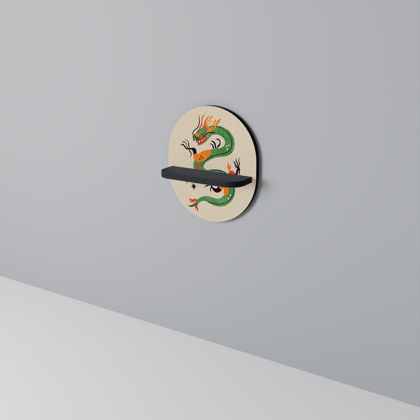 GREEN SKY GUARDIAN Oval konsthylla i svart finish