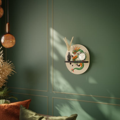 GREEN SKY GUARDIAN Oval konsthylla i svart finish