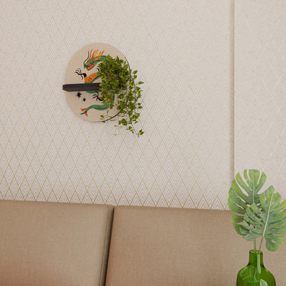 GREEN SKY GUARDIAN Oval konsthylla i svart finish