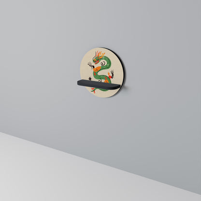 GREEN SKY GUARDIAN Rund konsthylla i svart finish