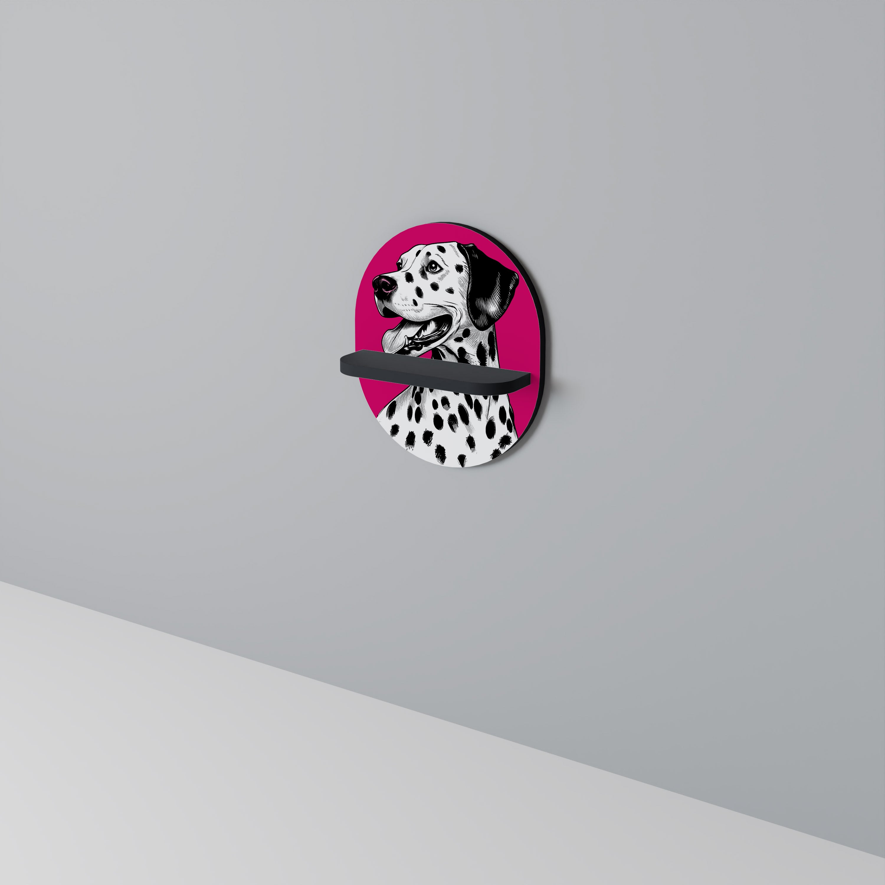 DALMATIAN SMILE Oval konsthylla i svart finish