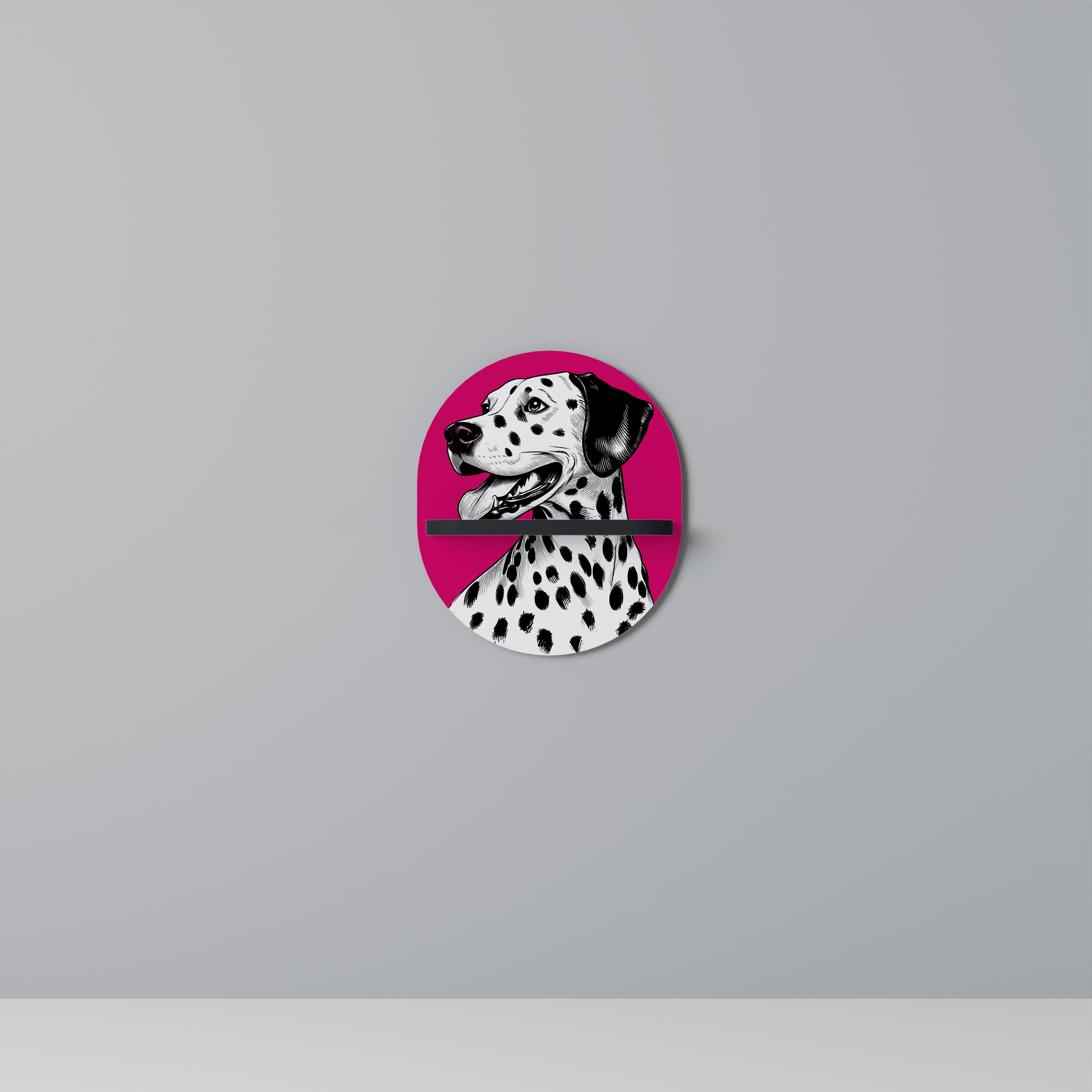 DALMATIAN SMILE Oval konsthylla i svart finish