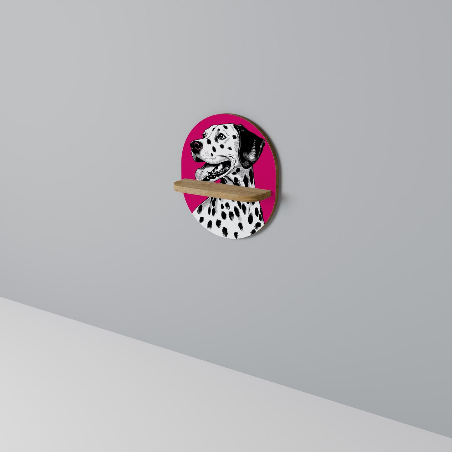 DALMATIAN SMILE Oval konsthylla i ekeffekt
