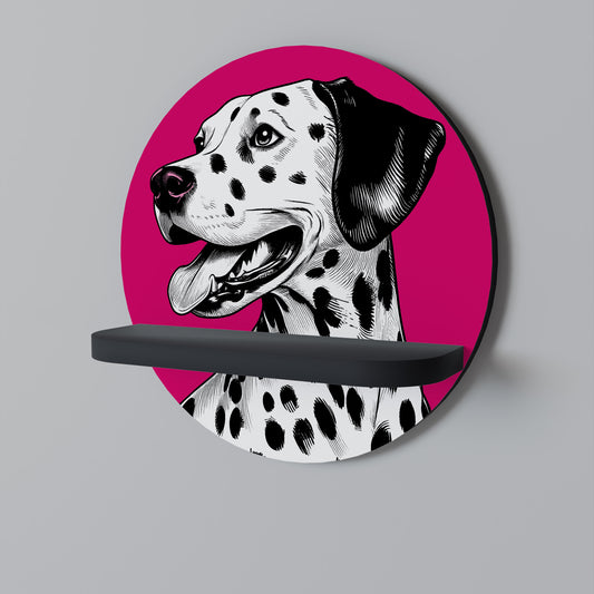 DALMATIAN SMILE Rund konsthylla i svart finish