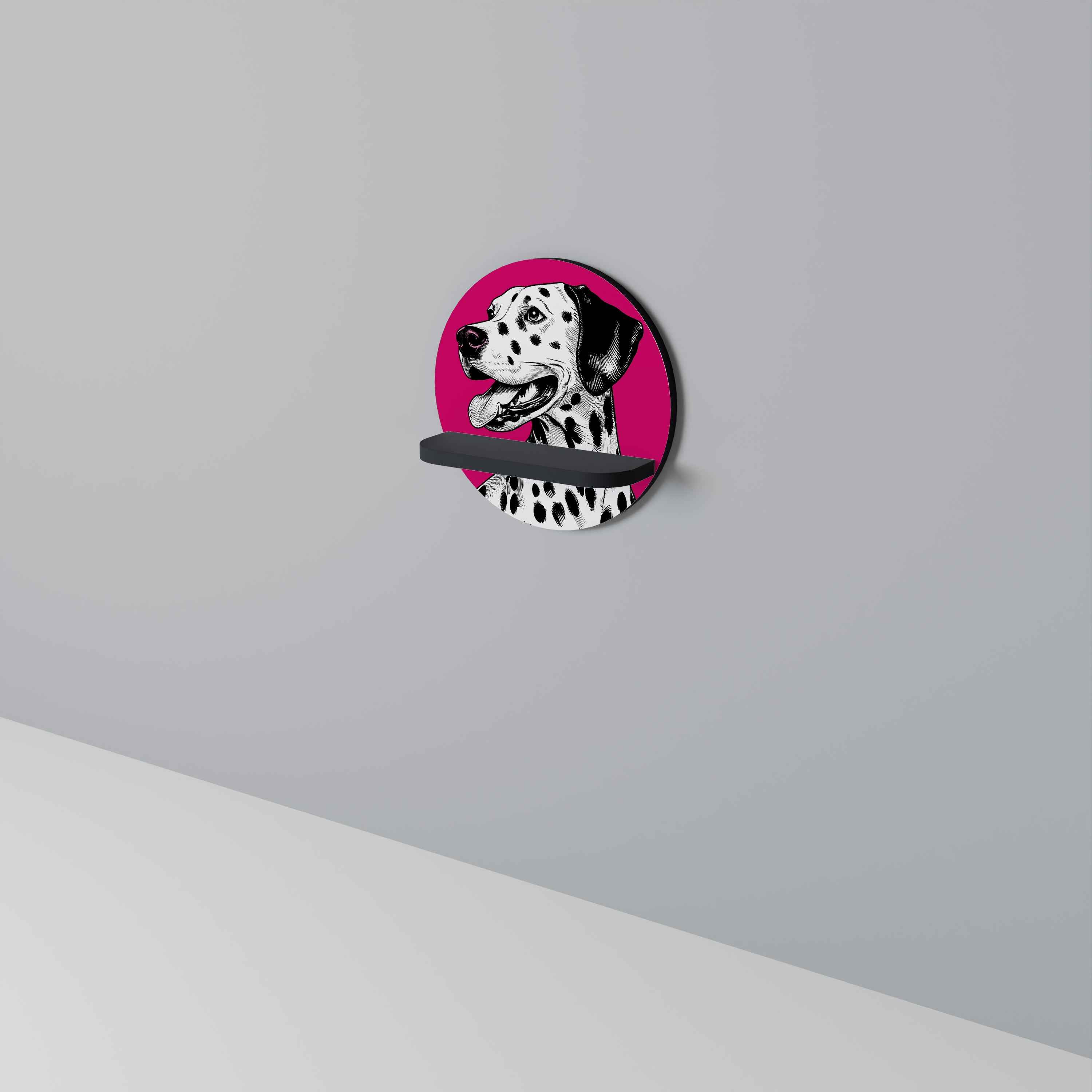 DALMATIAN SMILE Rund konsthylla i svart finish