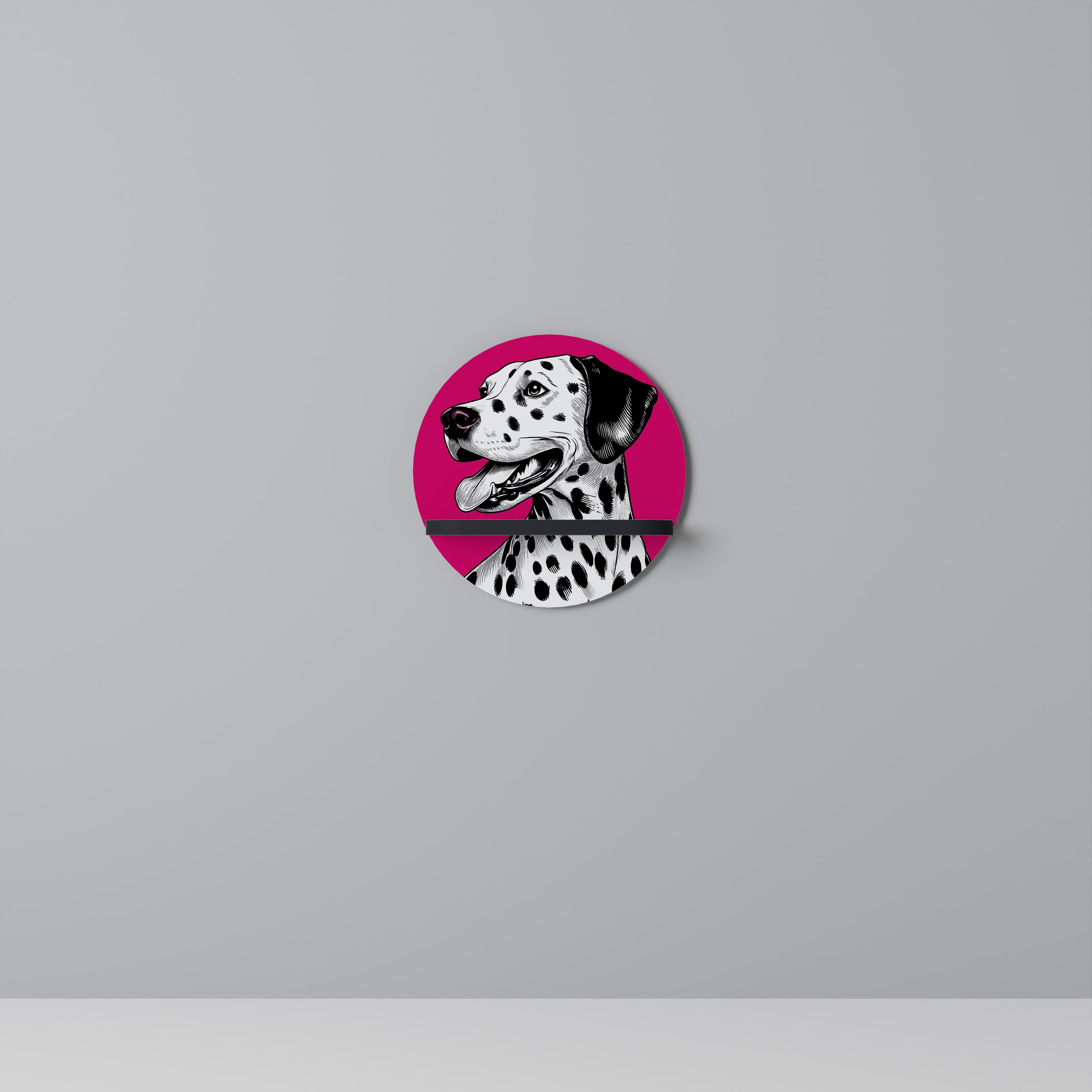 DALMATIAN SMILE Rund konsthylla i svart finish