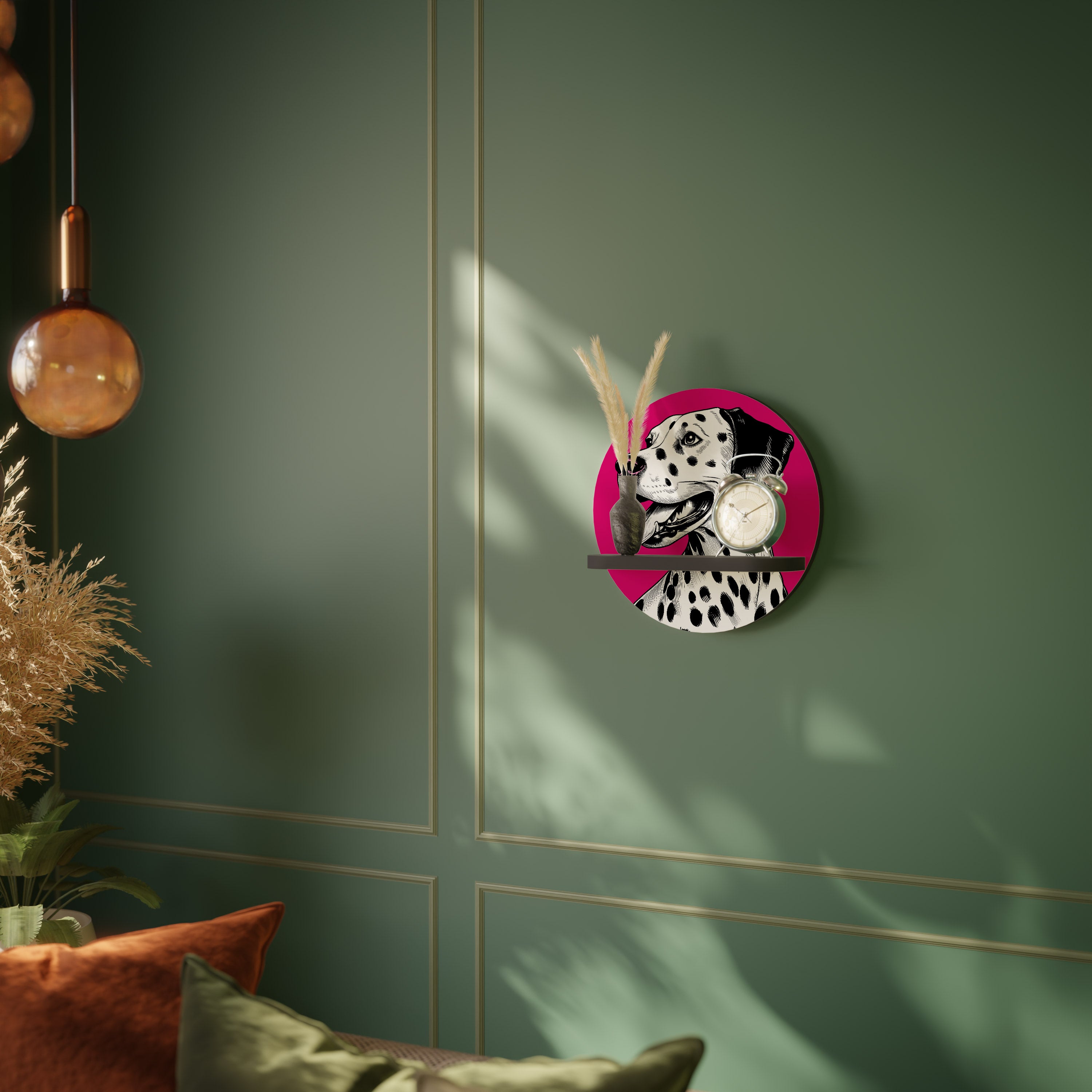 DALMATIAN SMILE Rund konsthylla i svart finish