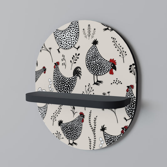 HAPPY HENS Oval konsthylla i svart finish