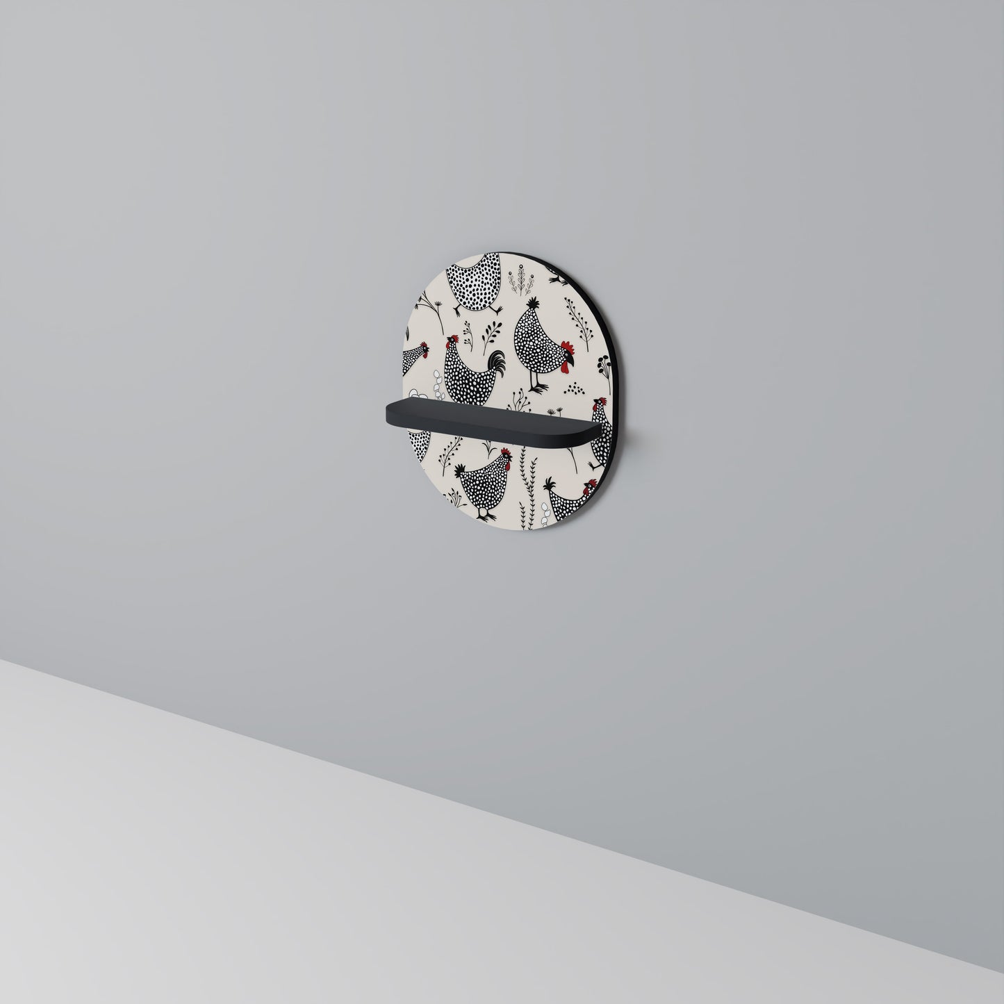 HAPPY HENS Oval konsthylla i svart finish
