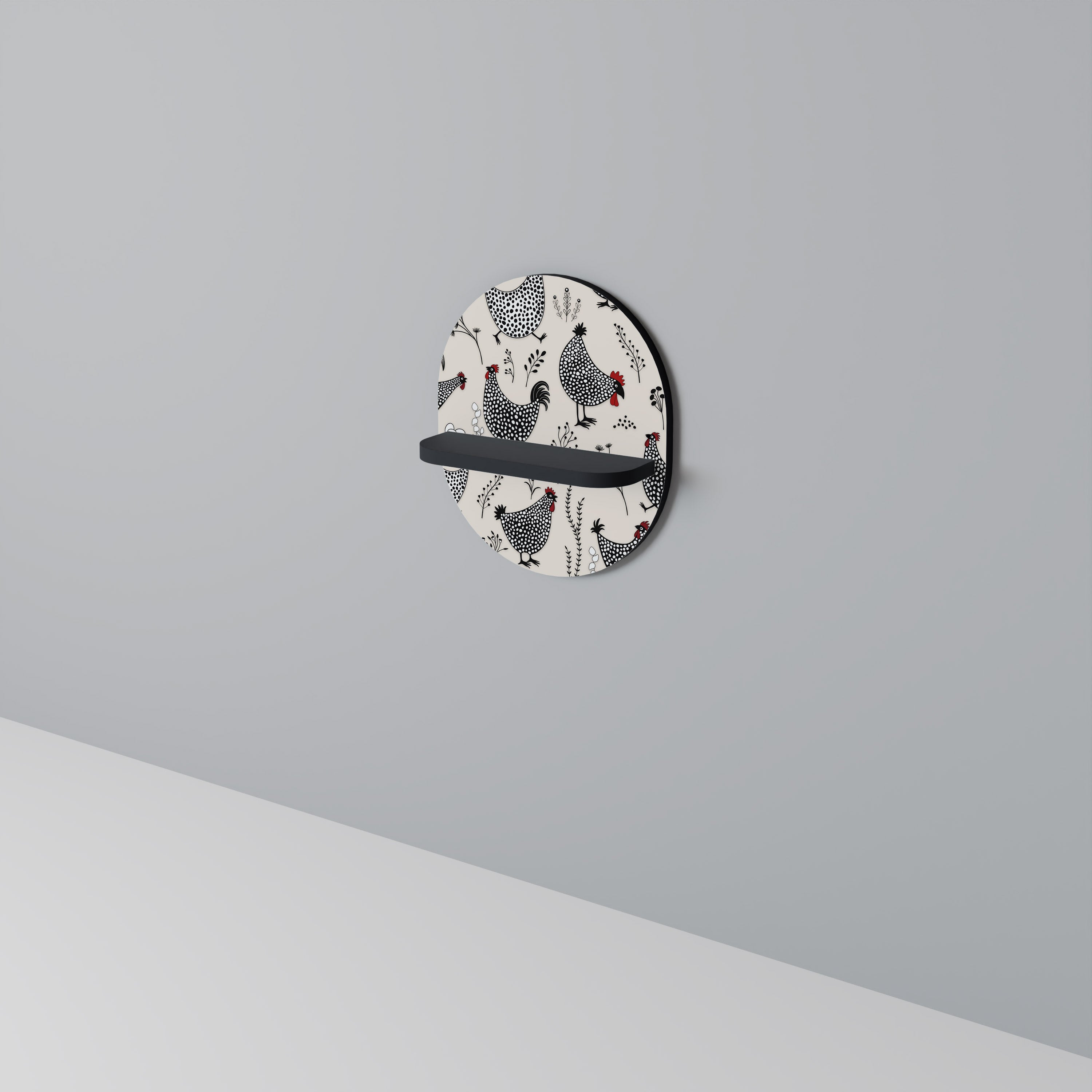 HAPPY HENS Oval konsthylla i svart finish