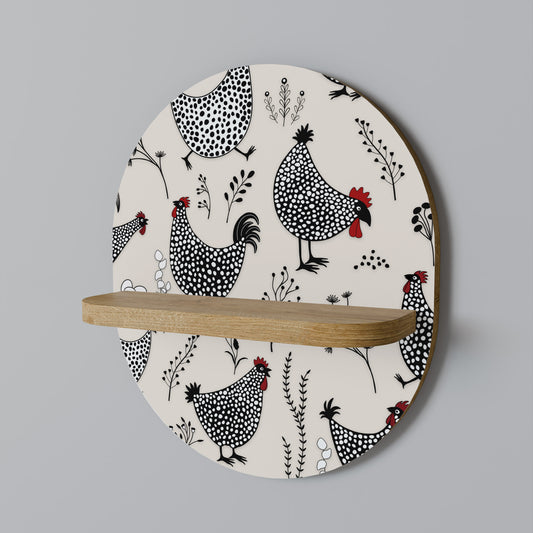 HAPPY HENS Oval Art Hylla I Ekeffekt
